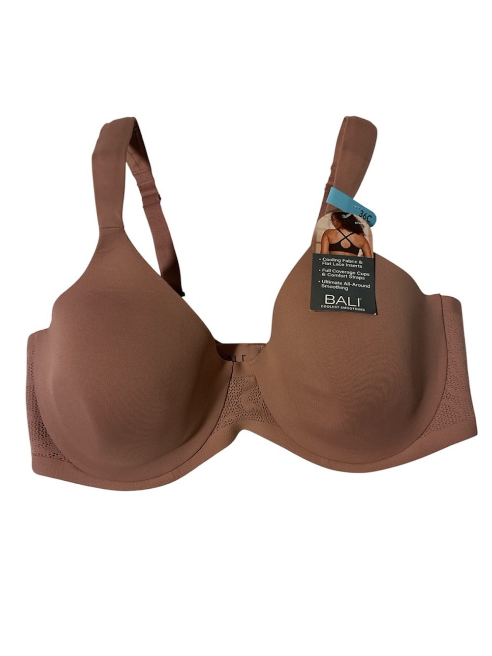 Bali Smooth Full-Coverage Underwire Bra - Brown size 36 C new